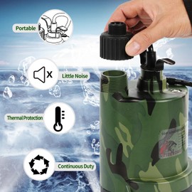 TIGEROAR 120V Water Submersible Pump 1/4 HP 1800 GPH Utility Water Table Sump Submersible Water Transfer Pump with 10 ft. Cord and Hose Adapter for Transferring Water