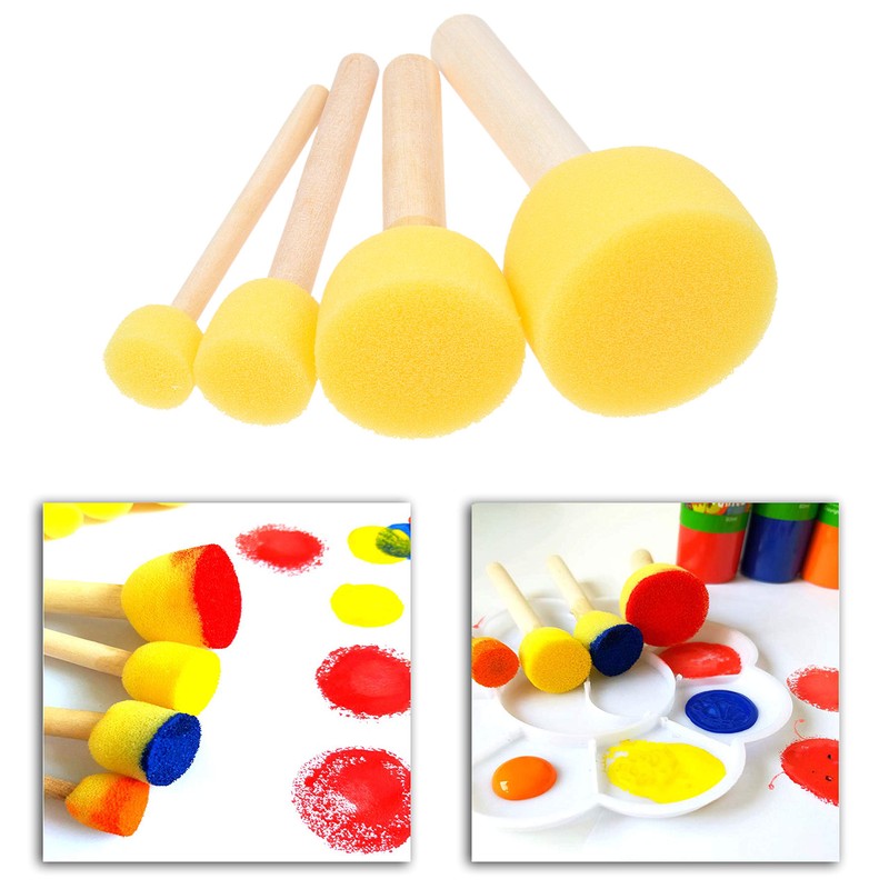 Kare & Kind 30-Piece Round Sponge Brush Set, Painting Tools,