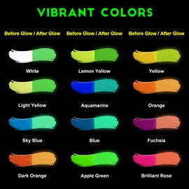 FansArriche Glow in the Dark Paint Markers, 12 Colors x 20 ml 3D Waterproof Acrylic Paint Markers, Glow in the Dark Paint Pens, Neon Fabric Paint Markers for Clothes, Canvas, Glasses