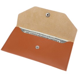 Money Wallets for Cash Gifts, Money Envelopes Wallet Genuine Leather Purse Organizer Reusable Budget Envelope Wallet Retro Clutch Wallets for Men Women Cash Check Billing, Minimalist Design (Brown)