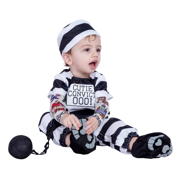 Spooktacular Creations Lovely Baby Prisoner Convict Costume Infant Deluxe Set for Halloween Jail Dress Up Party (18-24 Months)
