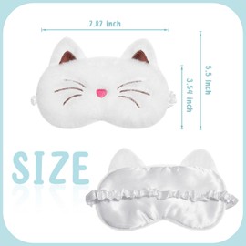 Geyoga Sleep Mask for Kids, Girls Plush Sleeping Eye Cover 3 Pieces Soft Eye Blindfold Sleep Cover Animal Shade for Kids(White,Bunny, Cat and Unicorn Style)