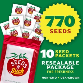 Seeds N Such 770 Hand Selected Pepper Garden Seeds | Includes 10 Individually Packaged Varietals | High Germination Rates | Untreated & Non-GMO