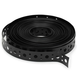 Black 1 Inch x 33FT Metal Strapping with Holes 0.03" Thick Galvanized Metal Pipe Hanger Strap for Plumbing, HVAC and Duct Support