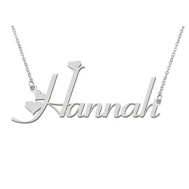 Aoloshow Stainless Steel Silver Hannah Name Necklace Love Heart Necklace for Best Friends Mothers Day Jewelry