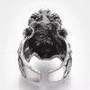 LZD Alloy Cuff Finger Ring Wide Ring Lion Antique Silver