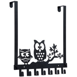 FairyCity Towels Holder for Bathroom Wall Owl Over Door Hook Towel Holder Cute Home Decor Hanger Decorative with 7 Hooks Black