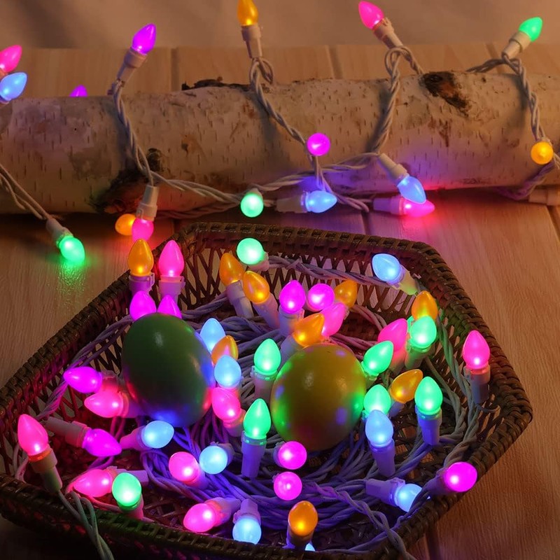 Easter String Lights LED Multi Color Glass C3 Lights 50