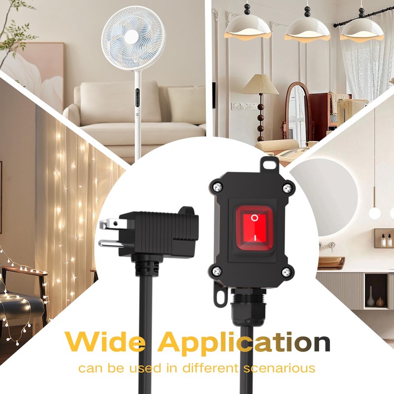 STARELO Extension cord with on/off switch, IP66 waterproof,Inline Power Switch