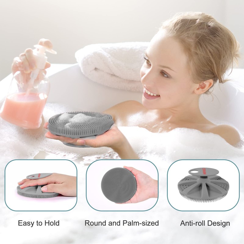 INNERNEED Food-Grade Soft Silicone Body Scrubber Shower Brush Handheld Cleansing