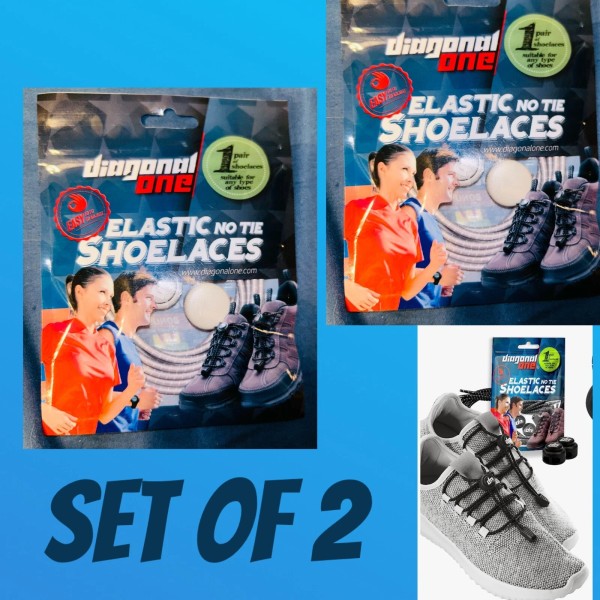 Diagonal One Set Of 2 ELASTIC NO-TIE SHOELACES Light Grey