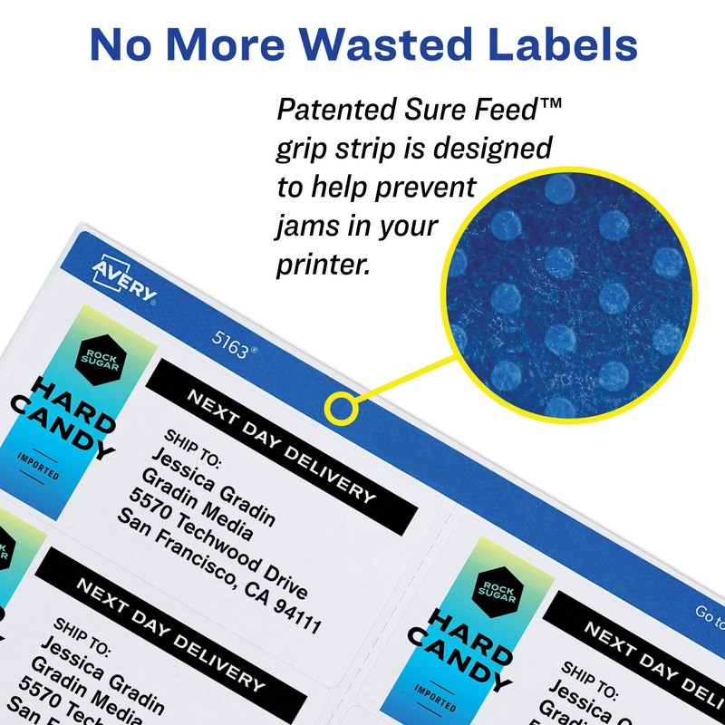 Avery Printable Shipping Labels, Sure Feed Technology, 3-1/3" x 4",