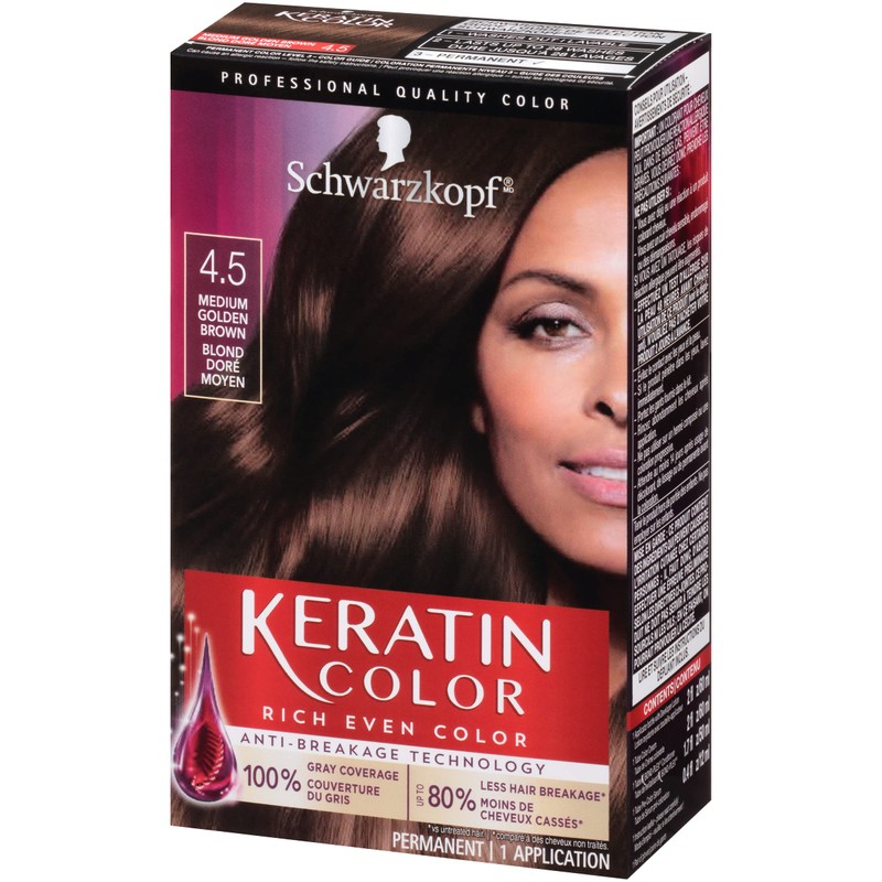 Schwarzkopf Keratin Color Permanent Hair Color Cream, 4.5 Medium Golden