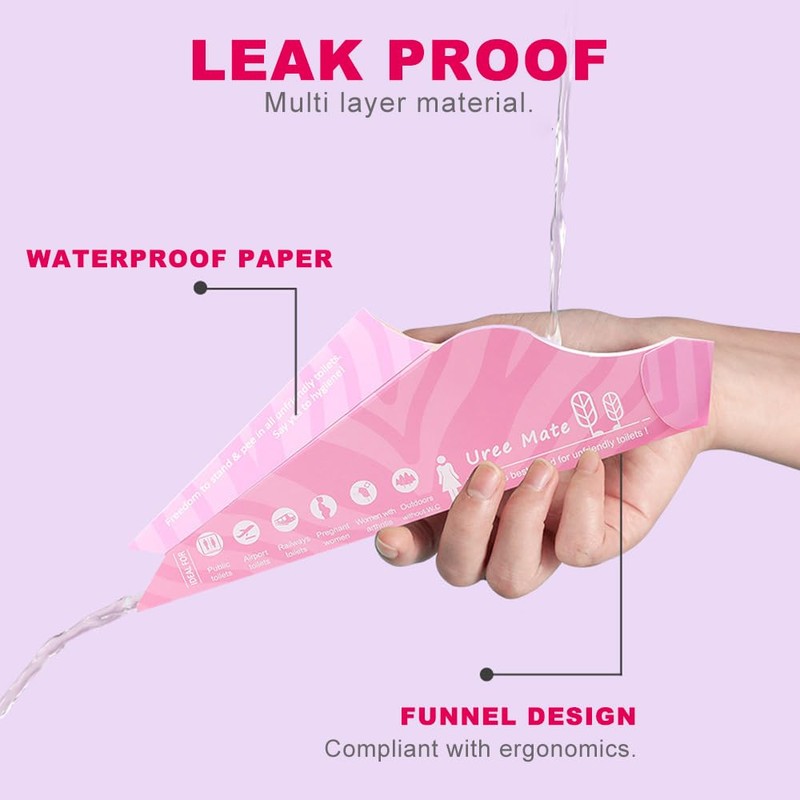 Geoyien Urinella for Women, Disposable Urinal Funnel Female Urinal, Pink,