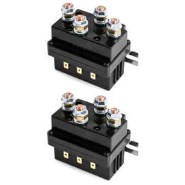 QWORK Solenoid Relay, 2 Pack 12V 500A Winch Relay Solenoid Replacement Contactor for 8000-15000lb ATV UT Winch Control