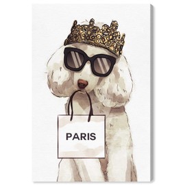 The Oliver Gal Artist Co. Animals Wall Art Canvas Prints 'Regal Poodle' Home Décor, 10" x 15", Gold, White