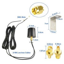Boobrie 2x2 MIMO 5G 4G LTE Omnidirectional Antenna 600-6000MHz Outdoor WiFi Antenna with 2x16.4ft Low Loss SMA Male Cables TS9 Adapters for Router Gateway T-Mobile/Verizon/AT&T Home Internet WiFi