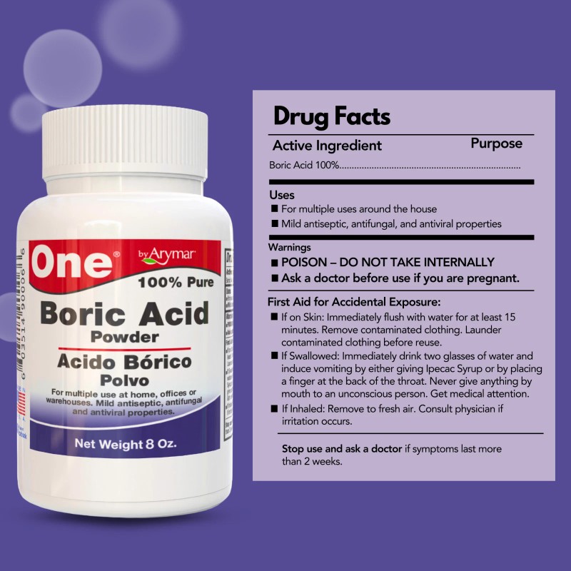 Arymar 100% Pure Boric Powder Granulated, Multi-Purpose Cleaner 8 fl