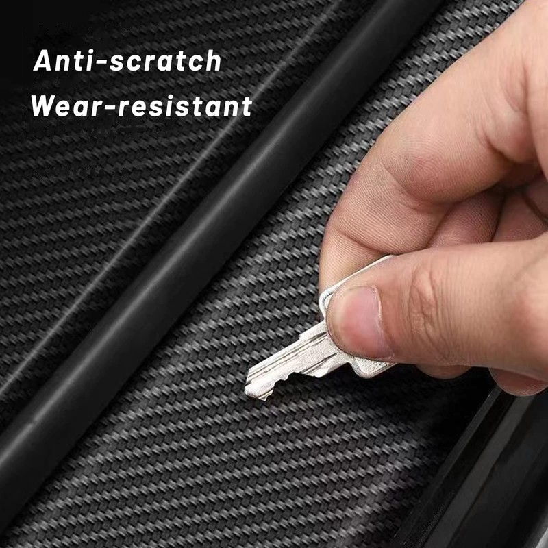 LANZMYAN Car Door Sill Protector,4D Carbon Fiber Anti-Scratch Cover Strips,Universal