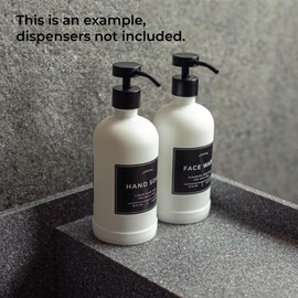 Verute Waterproof Labels for Amber Glass Soap Dispenser and Plastic Bottles 3.15"x2.35" Peel & Stick - Kitchen, Bathroom & Shower Set - 21 Pieces (White, Gray, Black)