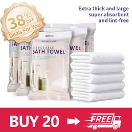 Unifree Disposable Bath Towels, 27.5" x 55", Thick & Superabsorbent, Individually Packed, 5 Ct, Ideal for Camping, Gym, Travel, Barber, Multi-Purpose - Quantity: 5 Packs