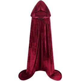 Adult Red Cape with Hood Red Cape for Women Red Cloak with Hood Women Red Hooded Cape Red Robe Costume Red Velvet Robe