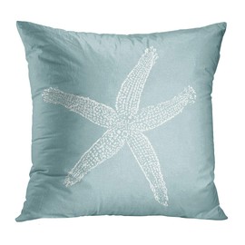 Emvency Throw Pillow Cover Green Star Vintage Starfish Pastel Seafoam Blue Fish Decorative Pillow Case Home Decor Square 26 x 26 Inch Pillowcase