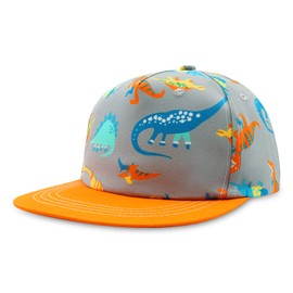 SEYUFN Children's Baseball Cap Baby Girls Boys Cap Baseball Cap with Flat Brim for Children Boys Sports Hat with Cartoon Pattern Girls, N-grey-orange-dinosaur