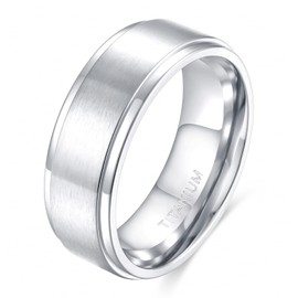 TIGRADE 4mm 6mm 8mm 10mm Silver Titanium Rings Wedding Band Matte Comfort Fit for Men Women, 8MM Silver, Size 11