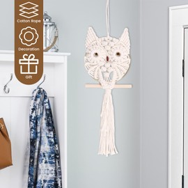 Eummy 2PCS Macrame Wall Hanging DIY Hand Woven Owl Macrame Tapestry Macrame Wall Decor Art Hanging Owl Tapestry Ornament for Living Room Office Bedroom Baby Nursery Dorm Decorations(S)