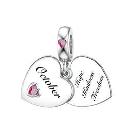 MsRosy Sterling Silver Charms for Bracelets Hallmarked S925 Charms Compatible with all European style Charm Bracelets Gifts For Her (October birthstone charm)