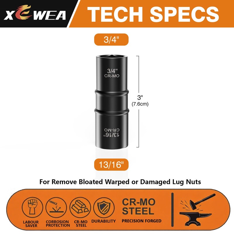 1/2 Inch Drive 3/4" x 13/16" Thin Wall Impact Flip