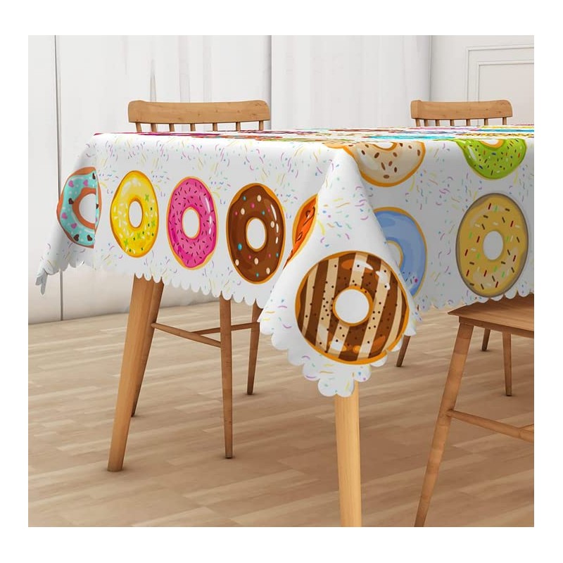 Losuya Donut Table Cloth Donut Theme Party Rectangular Reusable Picnic