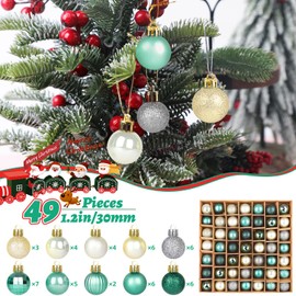 SULOLI Mini Christmas Tree Baubles,49PCS Mini Shatterproof Decorative Hanging Ornaments Balls Christmas Tree Decor(Blue)