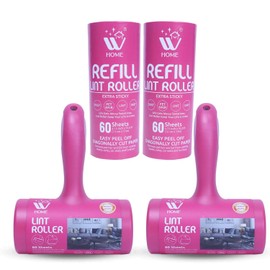 WBM Home 2 Lint Roller with 2 Refill Lint Remover, Extra Sticky Pet Hair Remover, Hair & Dust Removal for Couch, Furniture, Cloths-60 Sheets/Each, 240 Sheets Total