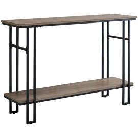 Pemberly Row 47.25" Modern Wood Top Console Table in Dark Taupe and Black