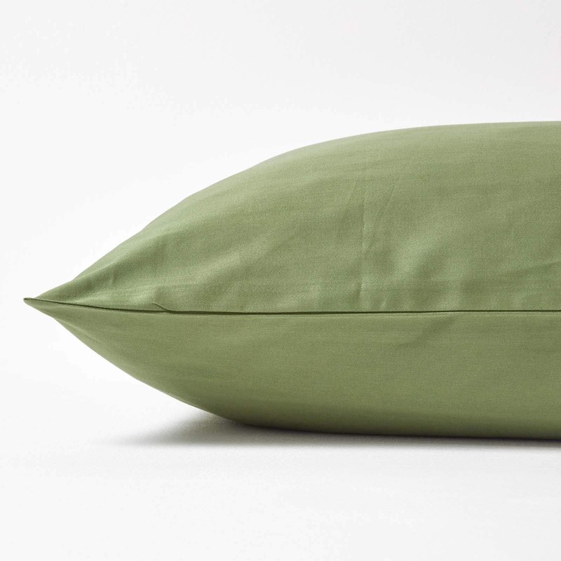 HOMESCAPES Organic Pillowcase 80 x 80 cm Moss Green 100%