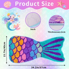 NIGOWAYS Bathroom Rugs - Mermaid Shaped Bath Rugs,Soft Absorbent Rubber Backing Rug,Machine Washable Bath Mats for Bathroom Floor Tub and Shower,Purple Green(34 * 16inch)