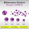 KIMOBER 325pcs Dark Purple Rhinestone Stickers,Self Adhesive Bling Gems Embellishment