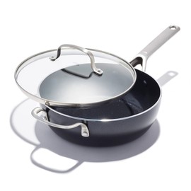 OXO Agility 3QT Chef’s Pan with Glass Lid, Ceramic Nonstick Cookware PFAS-Free, Induction Suitable, 600°F Oven Safe, Durable Versatile Cookware for Healthy Quick & Even Cooking, Dishwasher Safe, Black