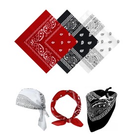 UYRVAPE 3 x bandana headscarf for men and women, bandanas with paisley pattern, headwear, hair scarf, neck, wrist, head, biker (55 x 55 cm), red