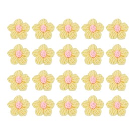 sourcing map 20Pcs Crochet Flowers Sew on Patches, 45 x 45mm Milk Cotton Handmade Floral Applique for DIY Crafts Hair Hats Clothes Decoration, Light Yellow&Pink