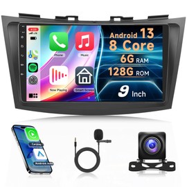 8 Core 6G+128G Car Radio for Suzuki Swift 2011-2017 Rimoody Android 13 Car Stereo Carplay Android Auto DSP 9 Inch Touchscreen Bluetooth FM RDS GPS WiFi Mirror Link Backup Camera