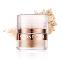 Qwesure Xixi Highlighter Powder with Powder Puff, Loose Shimmer Powder for Face & Body, 03 Champagne Gold