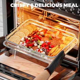 Air Fryer Basket for Oven, Air Fryer Basket and Stainless Steel Baking Tray Pant Oven Air Fryer Pan Rack for Cooking Baking Dishwasher and Broiling (19.6"x13.5")