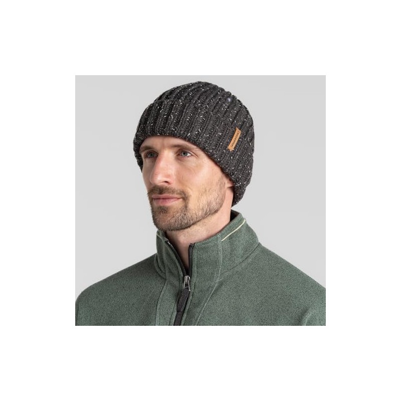 Craghoppers Mens Riber Chunky Knit Beanie Hat with Microfleece Lining