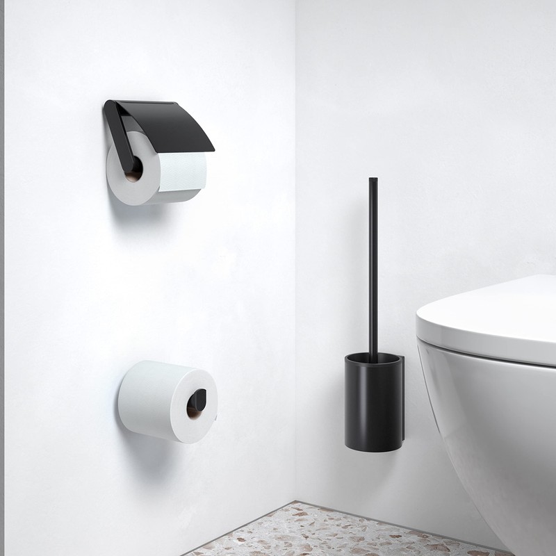 KEUCO Plan Black Selection Metal Toilet Roll Holder Matte Powder