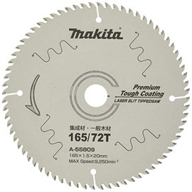 Makita A-55809 Chip Saw, Premium Tough Coating, Outer Diameter: 6.5 inches (165 mm), Number of Blades: 72