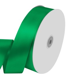 1-1/2" Wide x 100 Yards Wide Green Satin Ribbon Solid Fabric Ribbons Roll for Valentine's Day Crafts Chair Sash Gift Wrapping, Invitation Cards, Floral Sewing Party (Green)