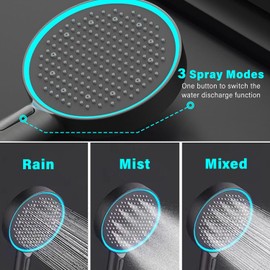 JINYOMFLY JINYOMFLY LED Duschkopf mit Lichter, Duschkopf mit LED Beleuchtung, 15CM Duschkopf Farbwechsel, 3 Duschmodi Duschbrause Licht, Duschkopf Licht mit Fl1ssigsilikon-D1se